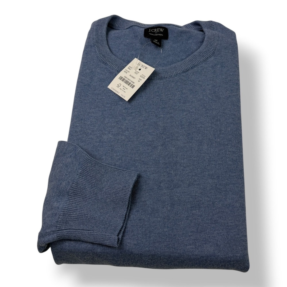 J.Crew Mens‎ Blue 100% Cotton Crewneck Sweater AZ229 Size Medium NWT